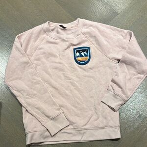 J. Crew Light Pink Crewneck Sweater with Embroidered ski  Patch